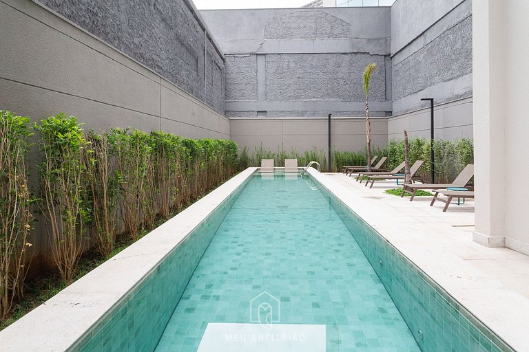 24m² | Completo | Piscina e lazer | Av Faria Lima