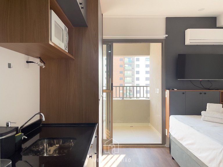 Studio with balcony and leisure near Saúde subway