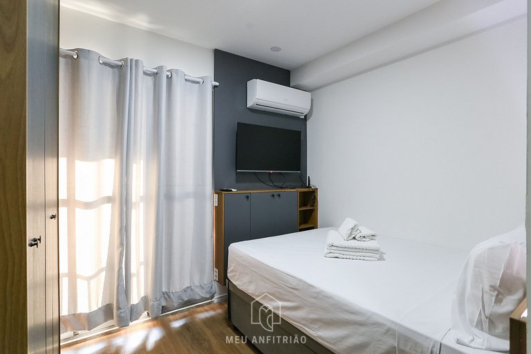 Studio with balcony and leisure near Saúde subway