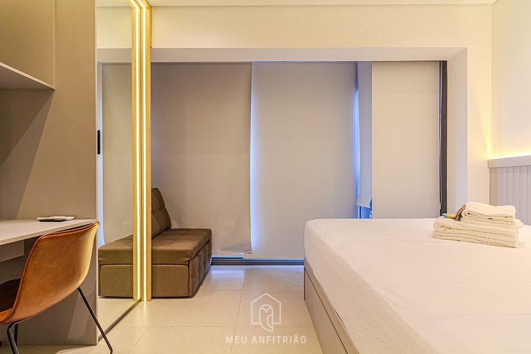 Complete studio for 2 w/ leisure in Paraíso subway