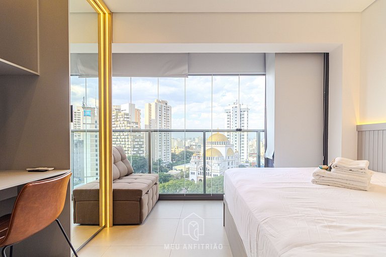 Complete studio for 2 w/ leisure in Paraíso subway