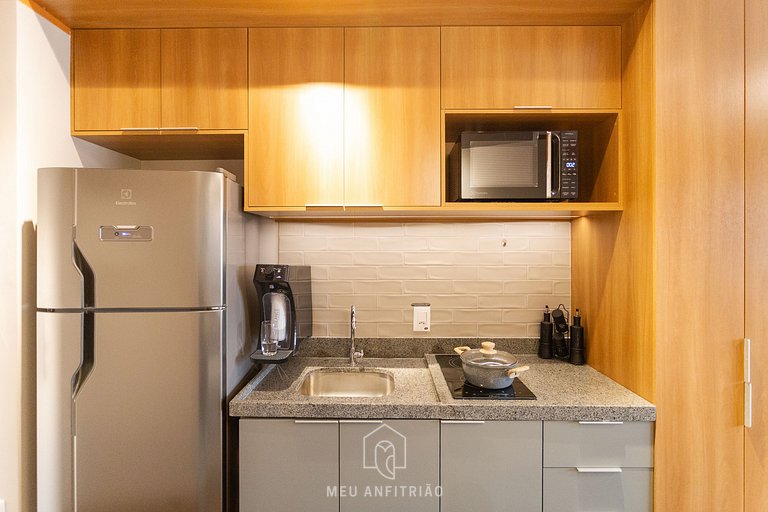 Studio p/ 3, academia a 750m do Allianz Parque