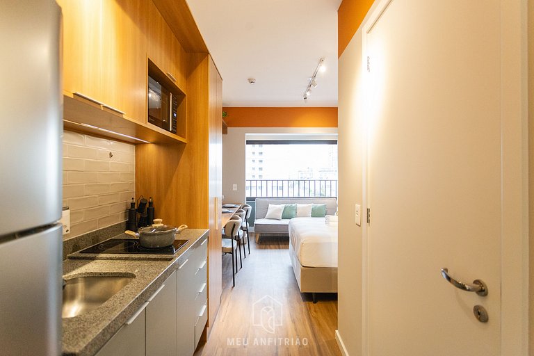 Studio p/ 3, academia a 750m do Allianz Parque