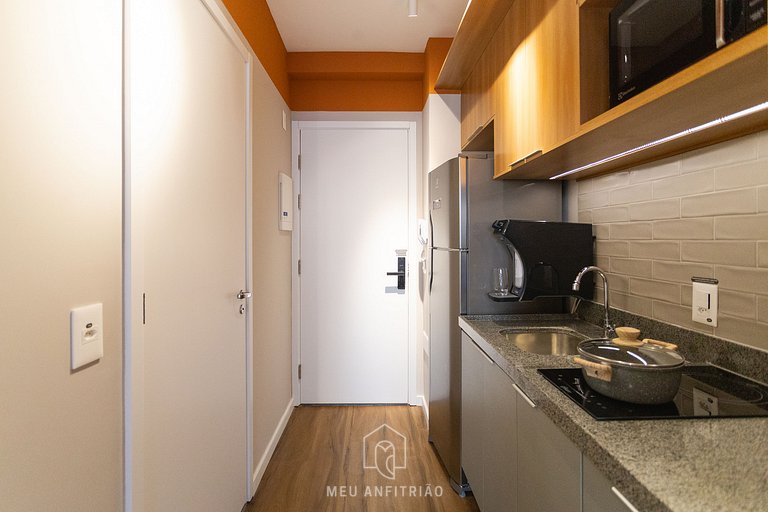 Studio p/ 3, academia a 750m do Allianz Parque