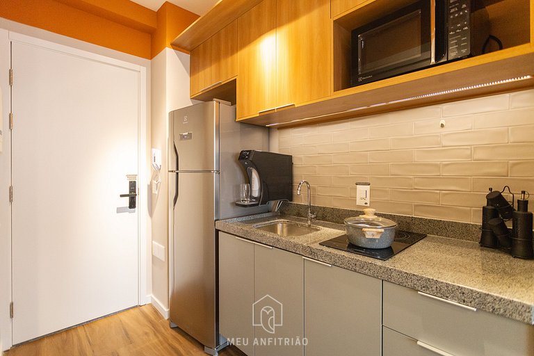 Studio p/ 3, academia a 750m do Allianz Parque