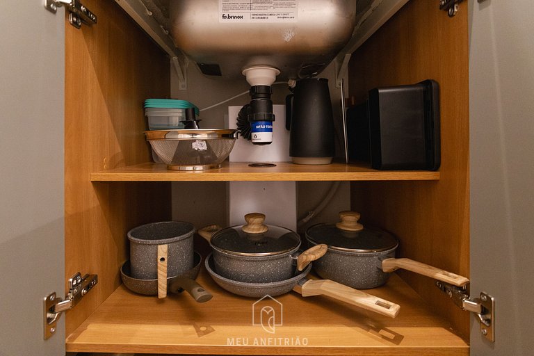 Studio p/ 3, academia a 750m do Allianz Parque