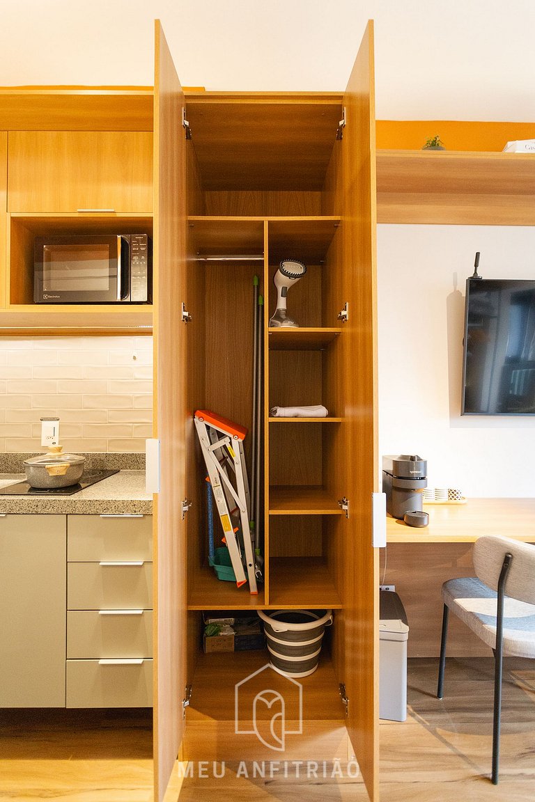 Studio p/ 3, academia a 750m do Allianz Parque