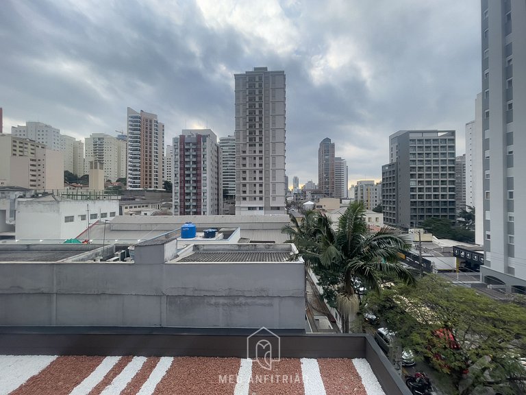 Studio p/ 3, academia a 750m do Allianz Parque