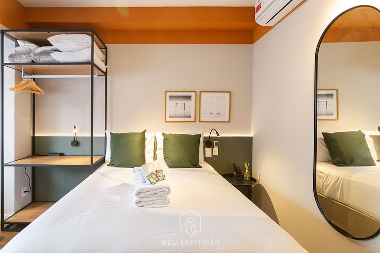 Studio p/ 3, academia a 750m do Allianz Parque