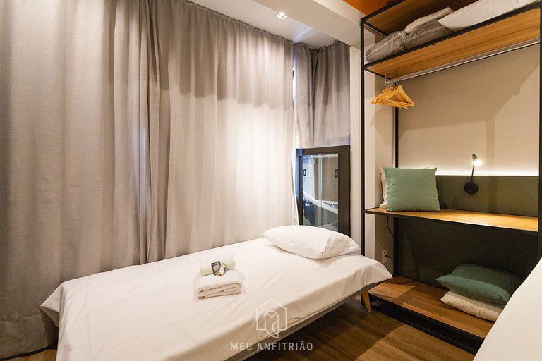 Studio p/ 3, academia a 750m do Allianz Parque