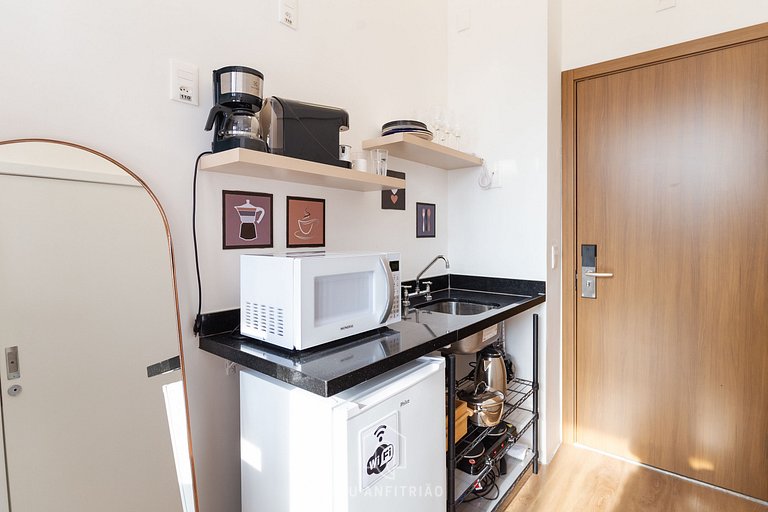 Studio p/ 3, lazer a 600m do Allianz Parque