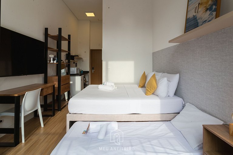 Studio p/ 3, lazer a 600m do Allianz Parque