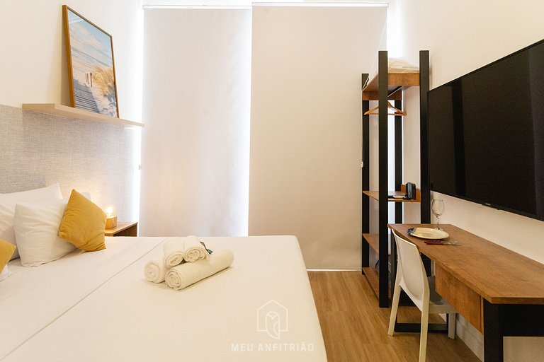 Studio p/ 3, lazer a 600m do Allianz Parque