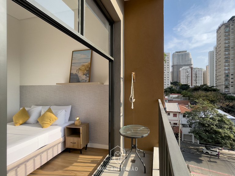 Studio p/ 3, lazer a 600m do Allianz Parque