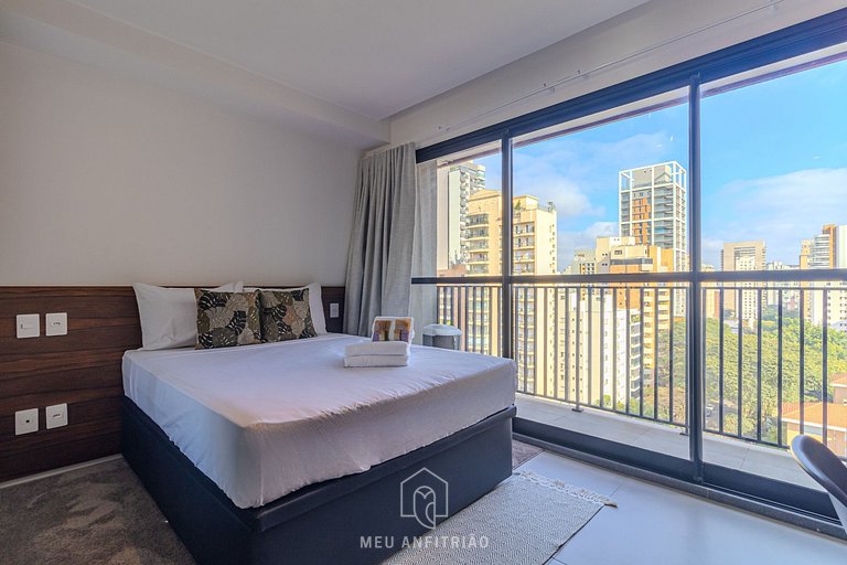 Studio for 2, balcony, leisure 200m from subway