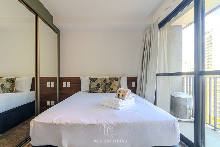 Studio for 2, balcony, leisure 200m from subway