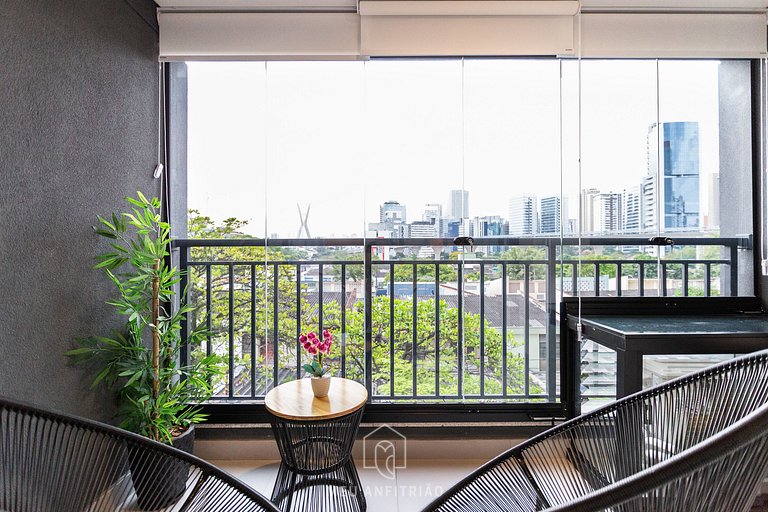 Studio c/ varanda, piscina e academia no Brooklin