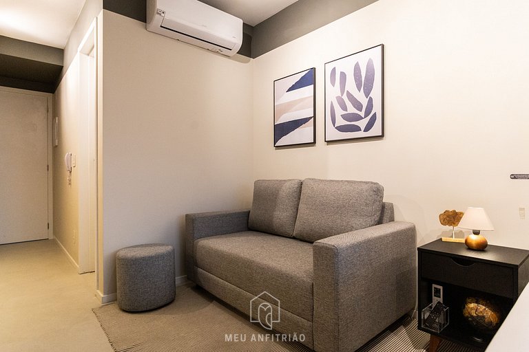 Studio c/ varanda, piscina e academia no Brooklin