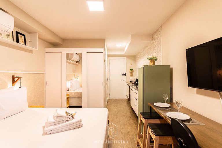 Studio for 2, balcony & leisure, 400m from subway