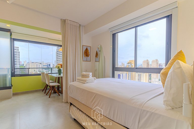 Studio w/ balcony & leisure, near Allianz Parque