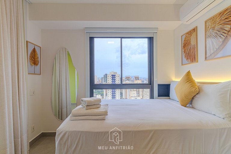 Studio w/ balcony & leisure, near Allianz Parque