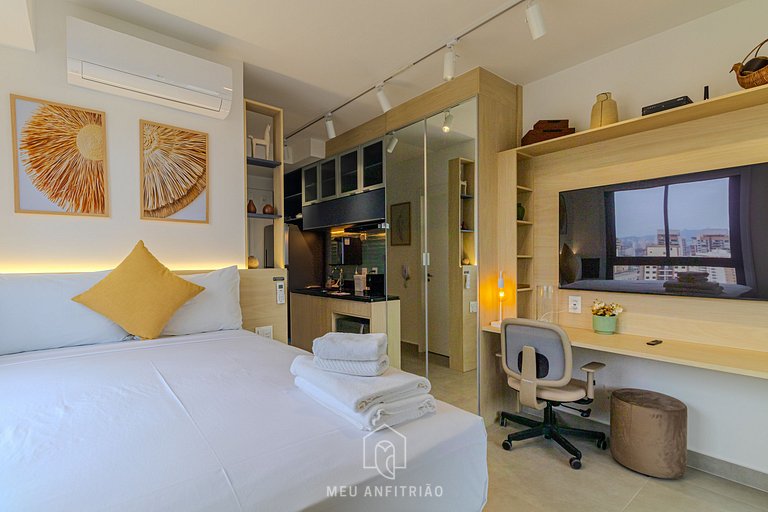 Studio w/ balcony & leisure, near Allianz Parque