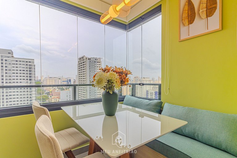 Studio w/ balcony & leisure, near Allianz Parque