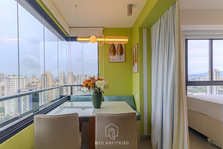 Studio w/ balcony & leisure, near Allianz Parque