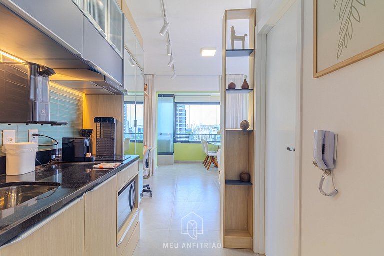 Studio w/ balcony & leisure, near Allianz Parque