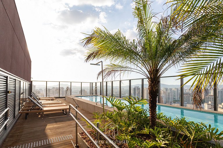 Studio w/ balcony & leisure, near Allianz Parque