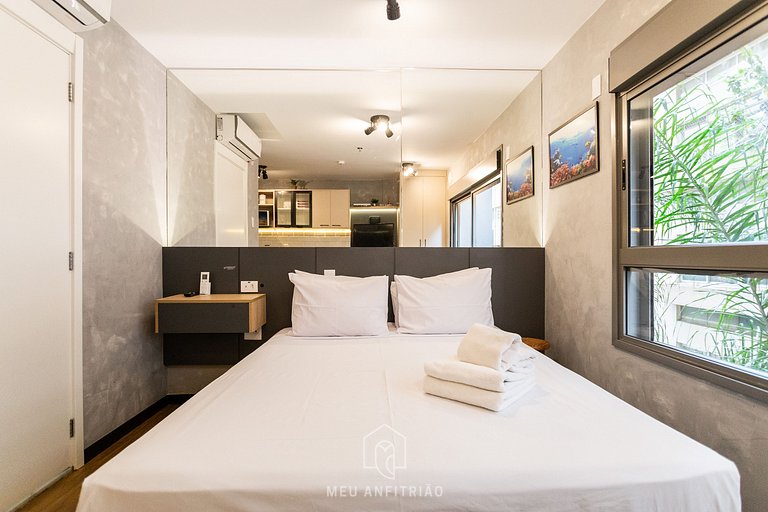 Studio for 2, queen bed, close to Paulista Avenue