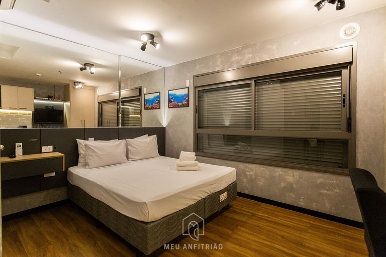 Studio for 2, queen bed, close to Paulista Avenue
