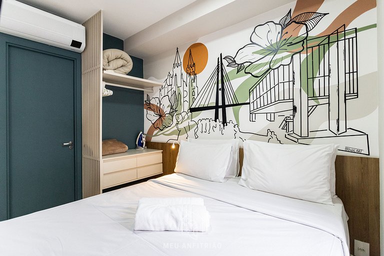 Studio for 4 people, gym 700m from Paulista Av.