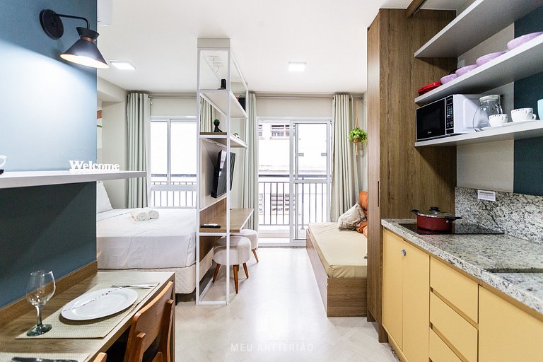 Studio p/4, academia a 700m da Avenida Paulista