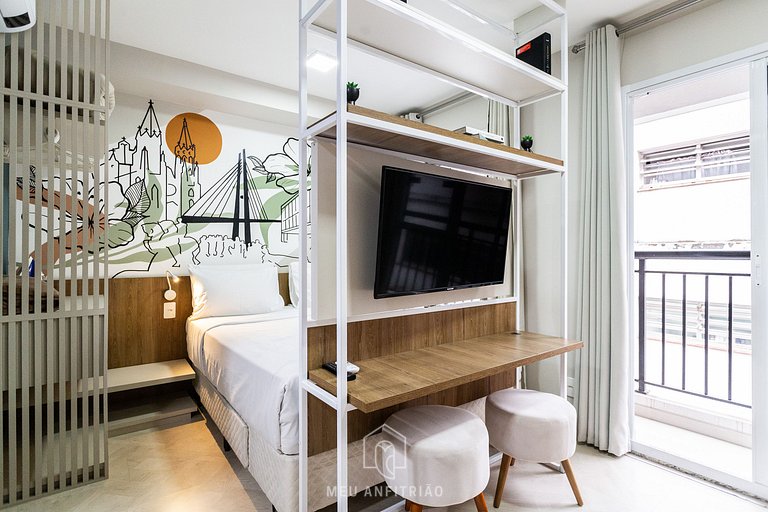 Studio for 4 people, gym 700m from Paulista Av.