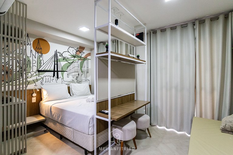 Studio for 4 people, gym 700m from Paulista Av.