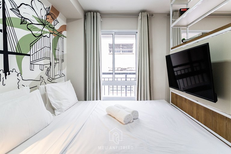 Studio for 4 people, gym 700m from Paulista Av.