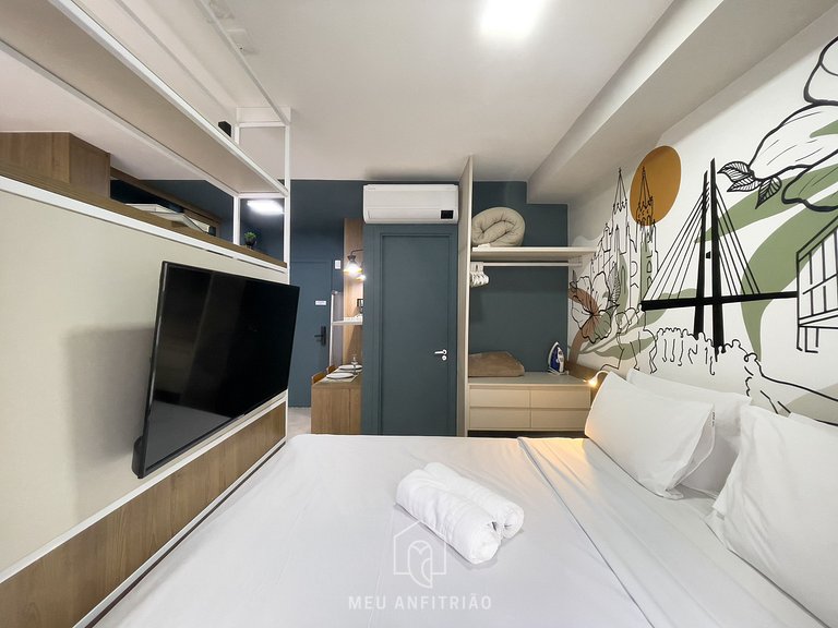 Studio for 4 people, gym 700m from Paulista Av.