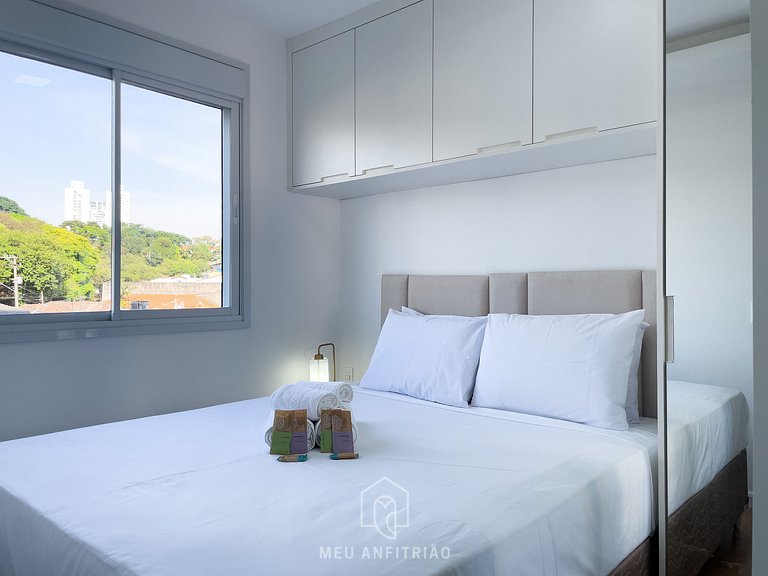 38m² | 2 quartos | Cozinha completa | 300m metrô