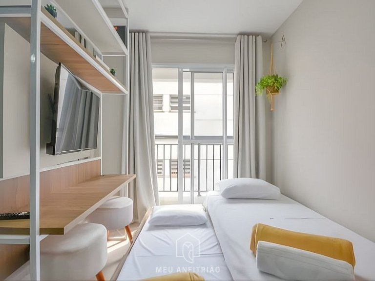 Studio for 4 people, gym 700m from Paulista Av.