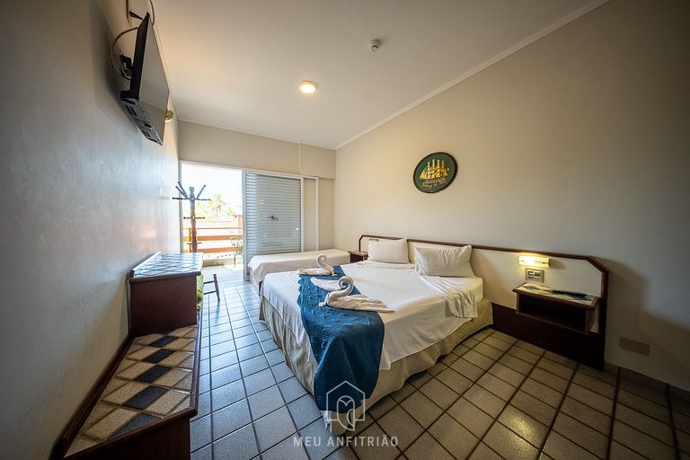 Suíte p/ 4, lazer, praia e vista para o jardim