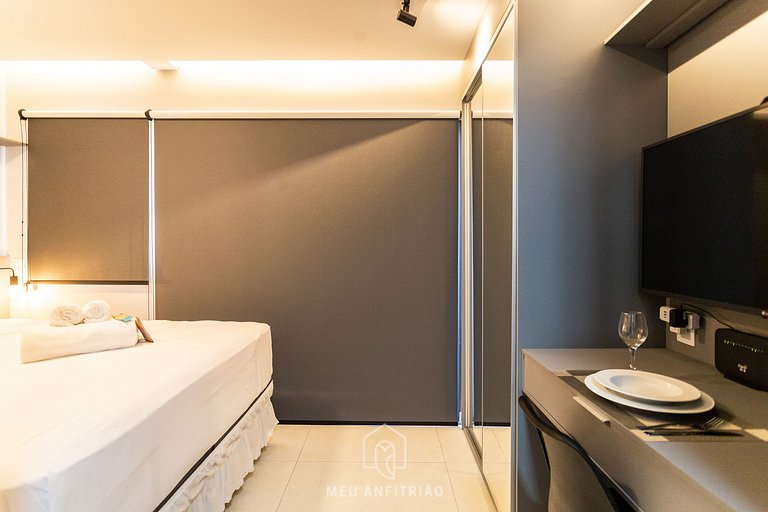 Studio with balcony, leisure near Paulista Avenue.