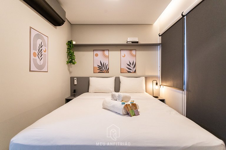 Studio with balcony, leisure near Paulista Avenue.