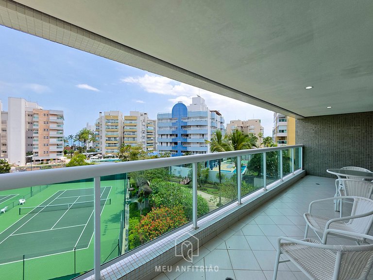 Flat p/ 6, varanda e lazer a 500m da praia