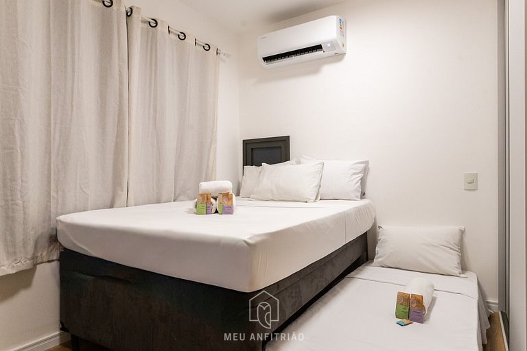 3 people, leisure, full kitchen, 1km from Allianz