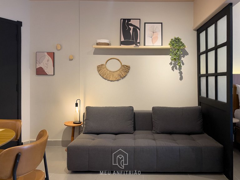 Flat com vista alta e garagem para 3 pessoas