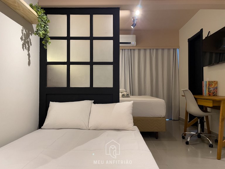 Flat com vista alta e garagem para 3 pessoas