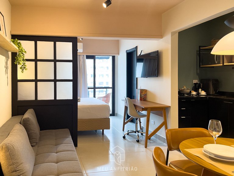 Flat com vista alta e garagem para 3 pessoas