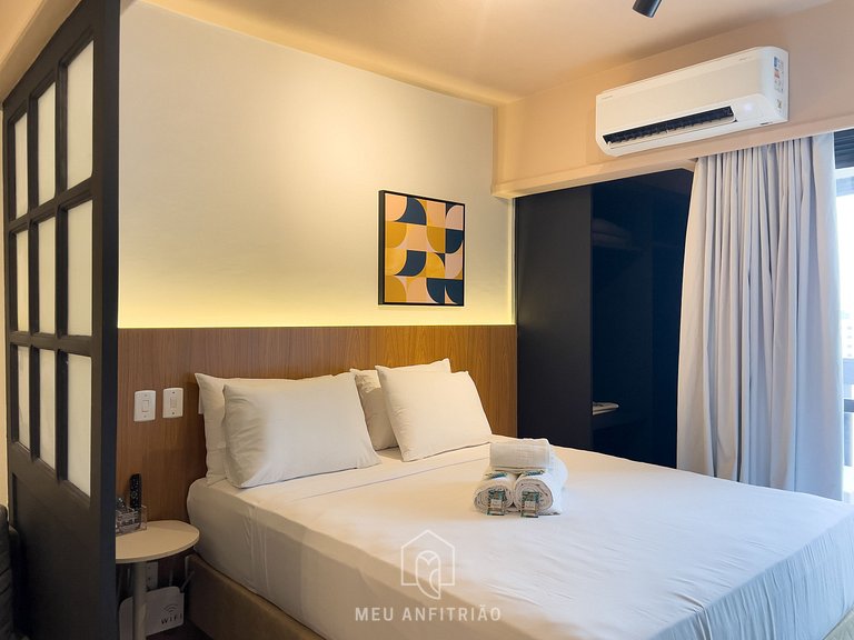 Flat com vista alta e garagem para 3 pessoas