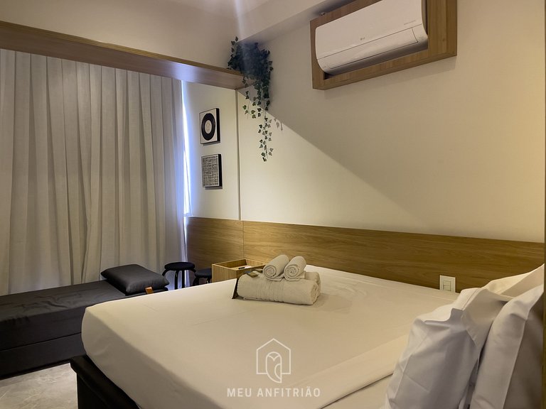 27m²| 2 pessoas| Piscina| Academia| 200m do metrô